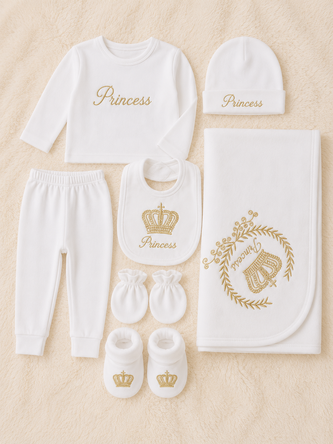 Luxury Princess Baby Gift Set – 7 Piece Newborn Essentials Kit