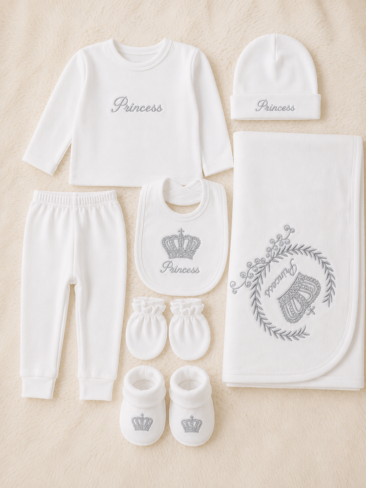 Luxury Princess Baby Gift Set – 7 Piece Newborn Essentials Kit
