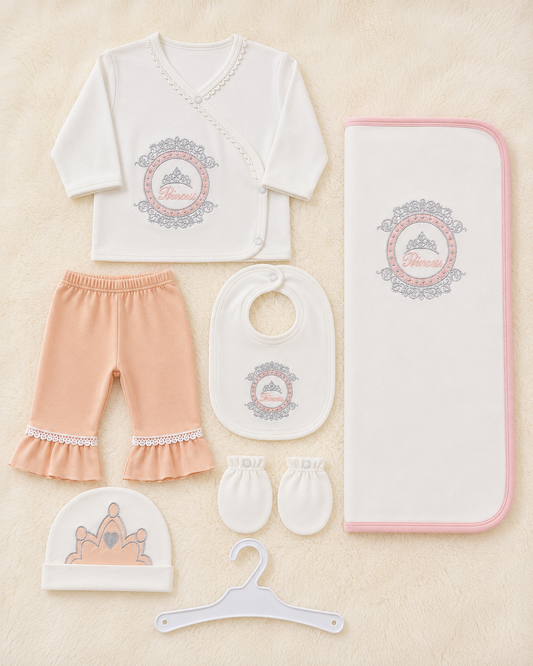 Disney Princess 7 Piece Newborn Baby Gift Set – Cotton Starter Set with Wrapping Sheet | LittleRoots Pakistan