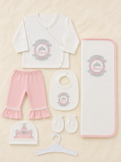 Disney Princess 7 Piece Newborn Baby Gift Set – Cotton Starter Set with Wrapping Sheet | LittleRoots Pakistan