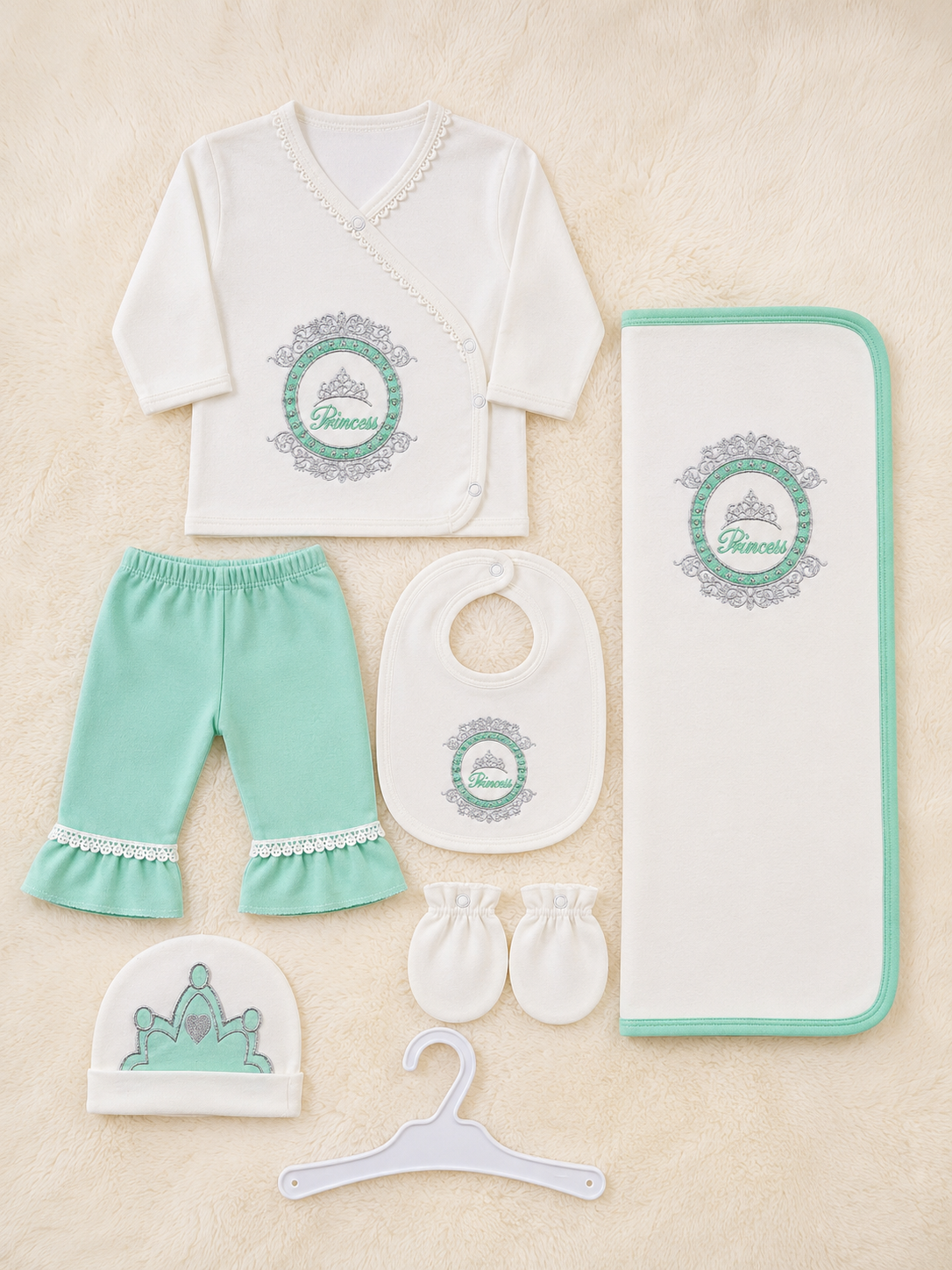 Disney Princess 7 Piece Newborn Baby Gift Set – Cotton Starter Set with Wrapping Sheet | LittleRoots Pakistan