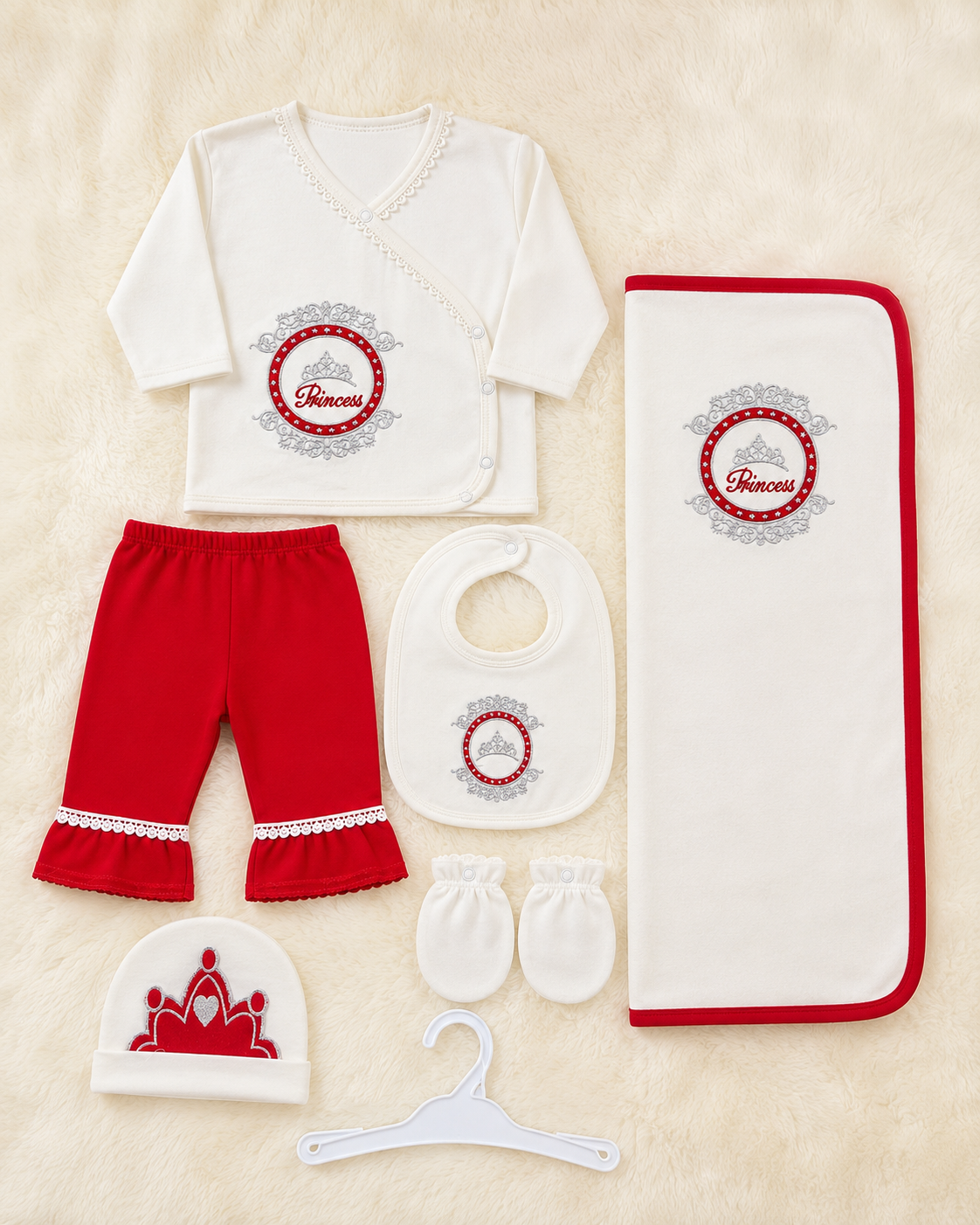 Disney Princess 7 Piece Newborn Baby Gift Set – Cotton Starter Set with Wrapping Sheet | LittleRoots Pakistan