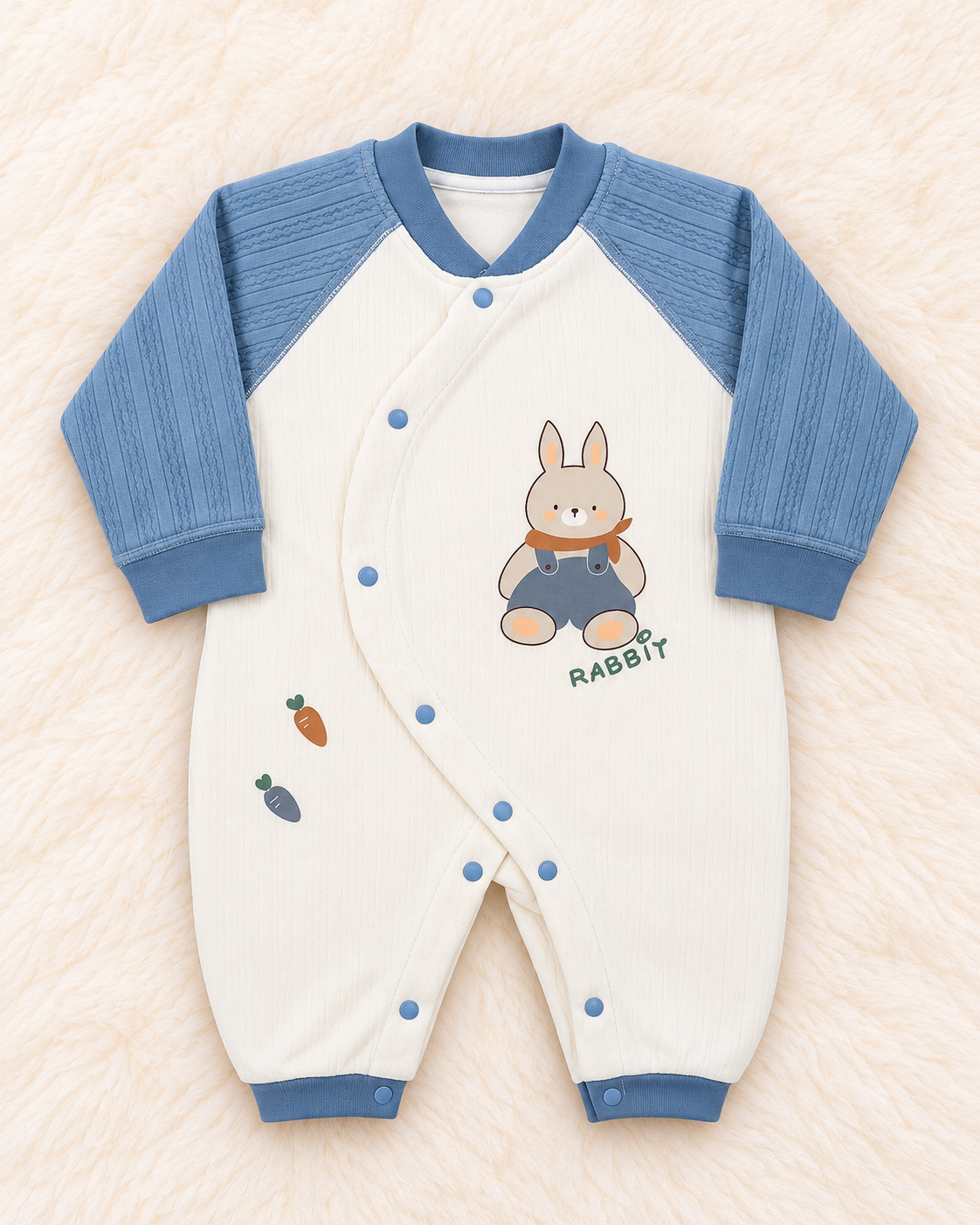 Baby Extremely Warm Quilted Winter Romper with Soft Towel Inner