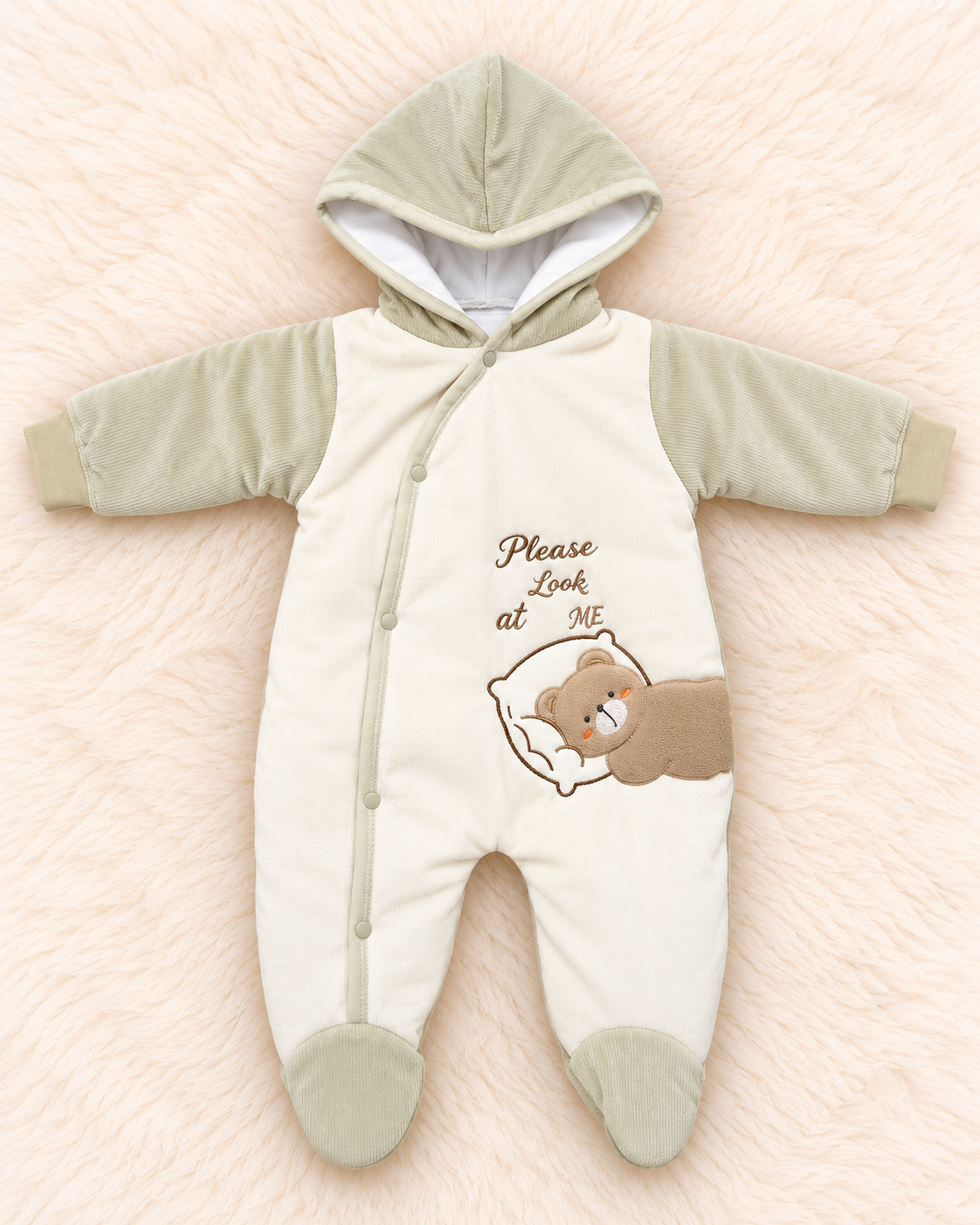 Imported Warm Hooded & Footed Baby Romper – Winter Wear