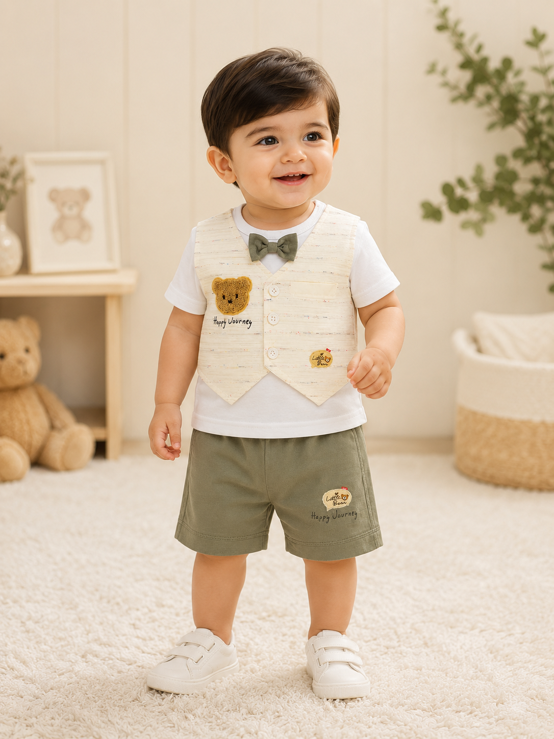 Baby Boy T-Shirt & Shorts Set with Vest Design – Cute Summer Outfit (2PCS)
