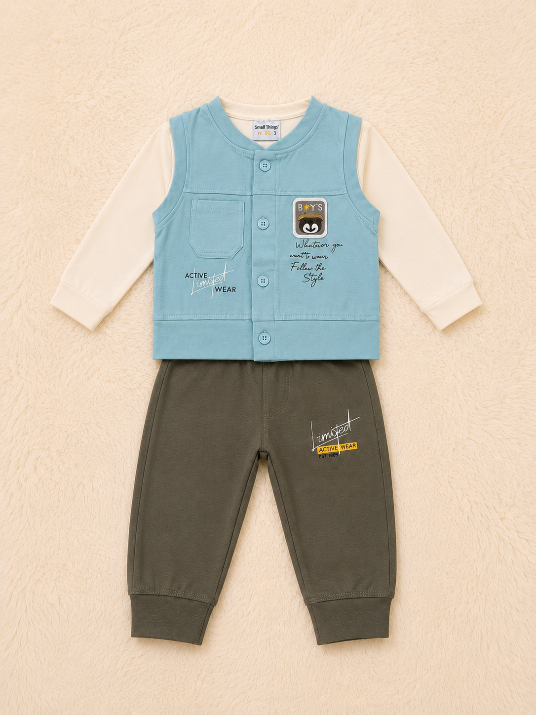 Baby Boy Shirt, Trouser & Sleeveless Waistcoat Set – Premium 3 Piece Outfit