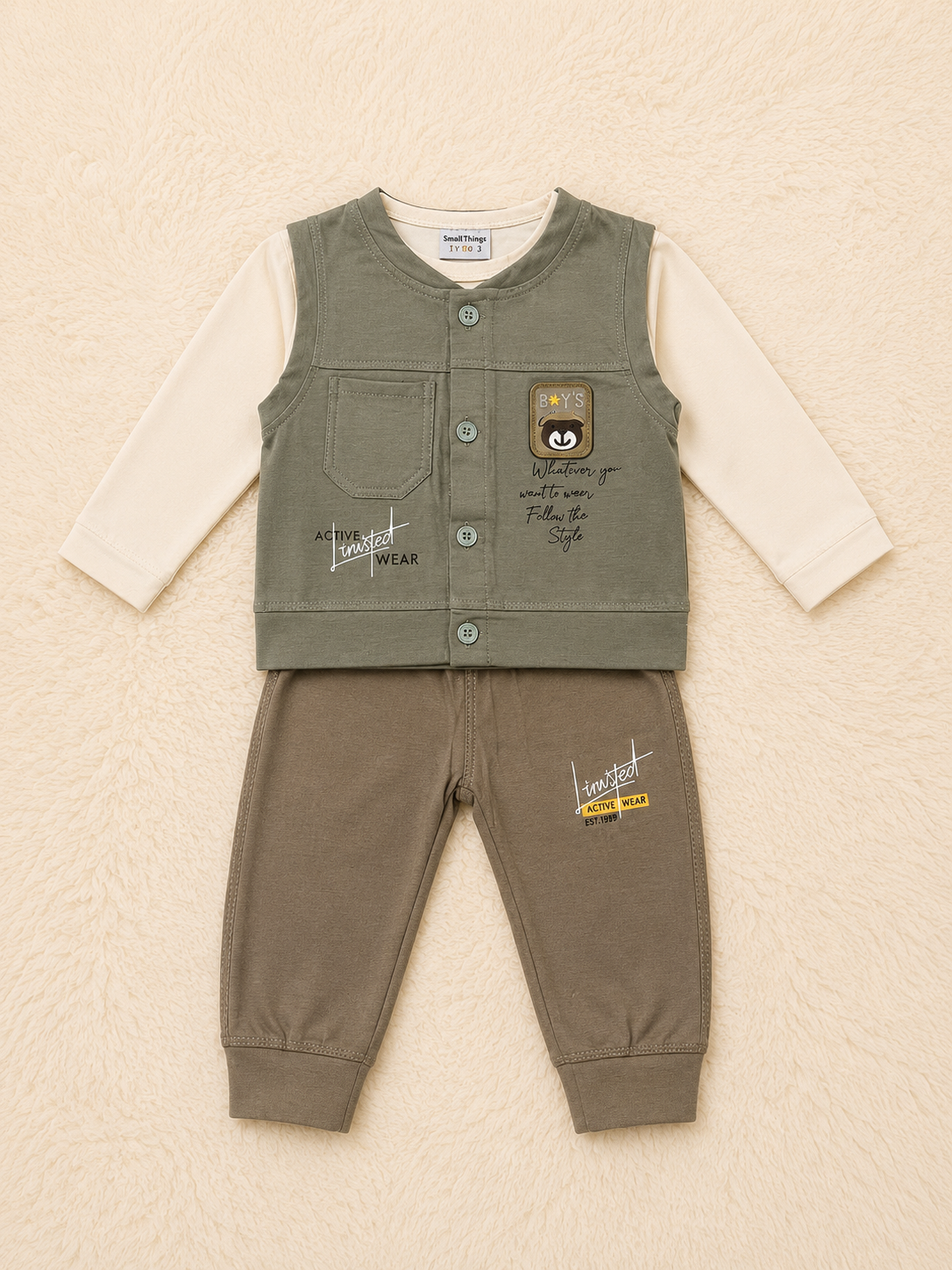 Baby Boy Shirt, Trouser & Sleeveless Waistcoat Set – Premium 3 Piece Outfit