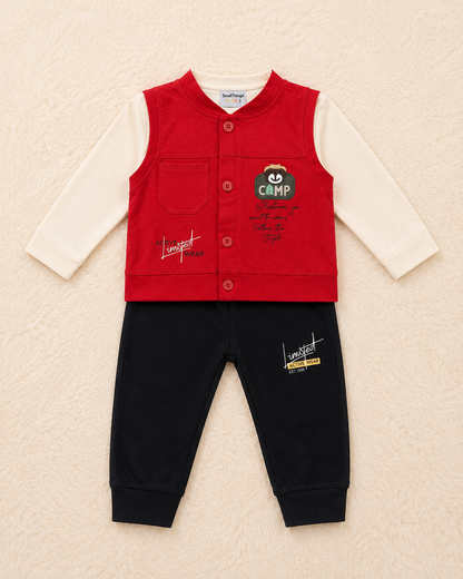Baby Boy Shirt, Trouser & Sleeveless Waistcoat Set – Premium 3 Piece Outfit