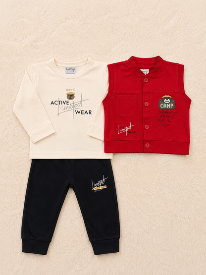 Baby Boy Shirt, Trouser & Sleeveless Waistcoat Set – Premium 3 Piece Outfit
