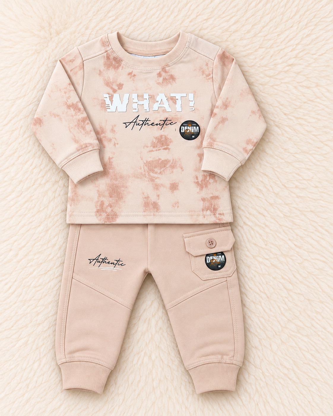 Baby Boy Terry 2-Piece Set – Acid Wash Style Shirt & Jogger Trousers | 3–6 & 6–9 Months | LittleRoots Pakistan