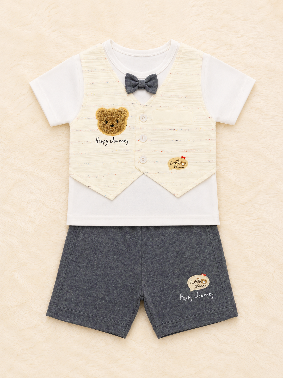 Baby Boy T-Shirt & Shorts Set with Vest Design – Cute Summer Outfit (2PCS)