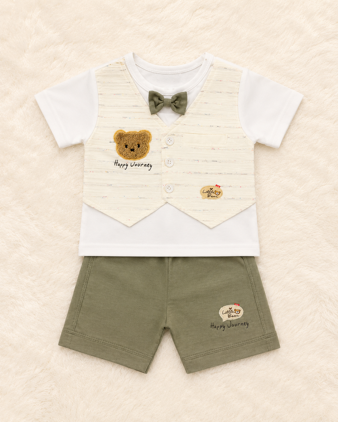 Baby Boy T-Shirt & Shorts Set with Vest Design – Cute Summer Outfit (2PCS)
