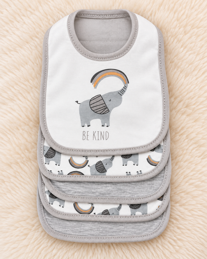 5-Piece Imported Baby Bib Set – Soft Cotton Terry Fabric