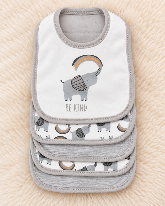 5-Piece Imported Baby Bib Set – Soft Cotton Terry Fabric