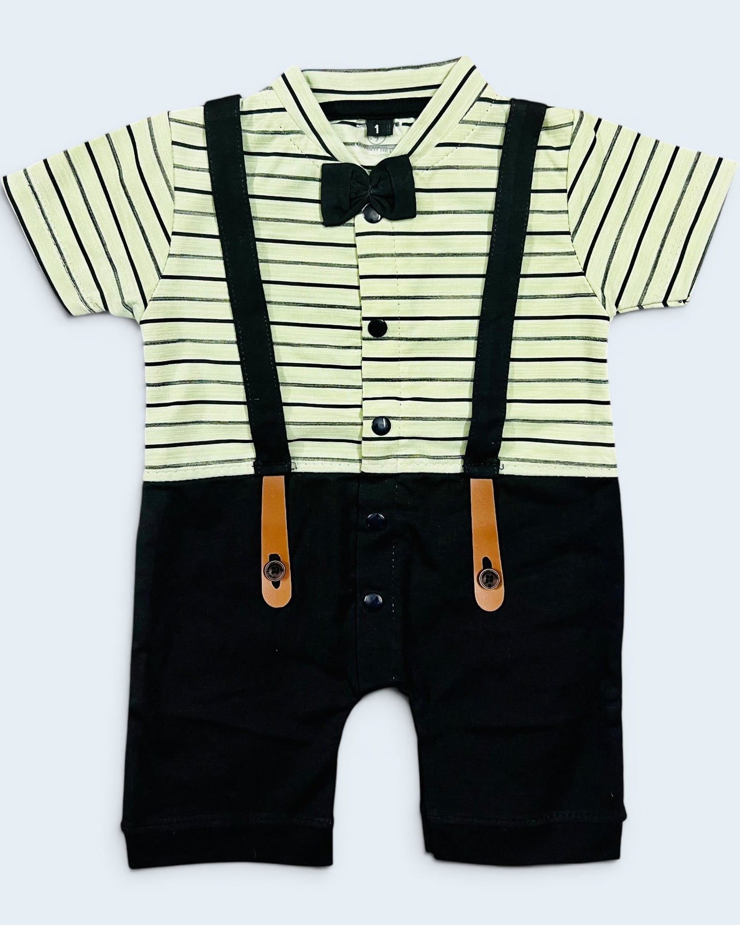 Premium Gentleman Baby Boy Romper with Bow Tie & Suspender Design | 3-9 Months