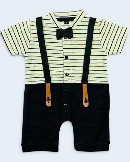 Premium Gentleman Baby Boy Romper with Bow Tie & Suspender Design | 3-9 Months