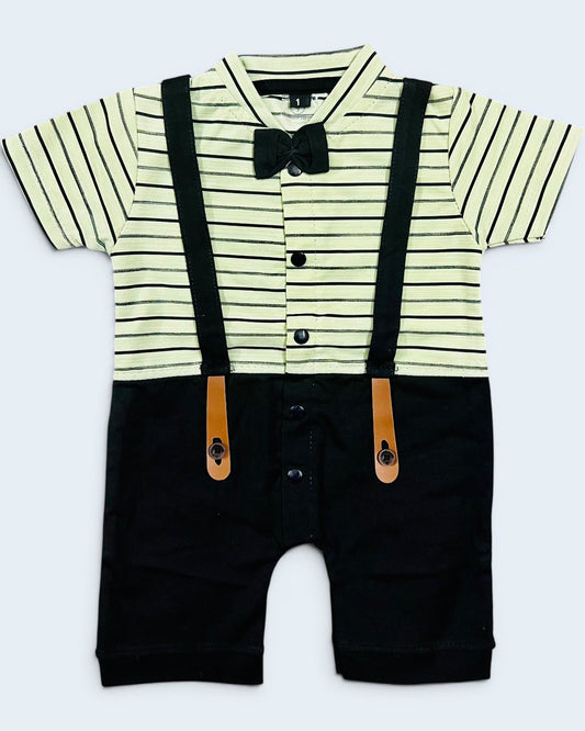 Premium Gentleman Baby Boy Romper with Bow Tie & Suspender Design | 3-9 Months
