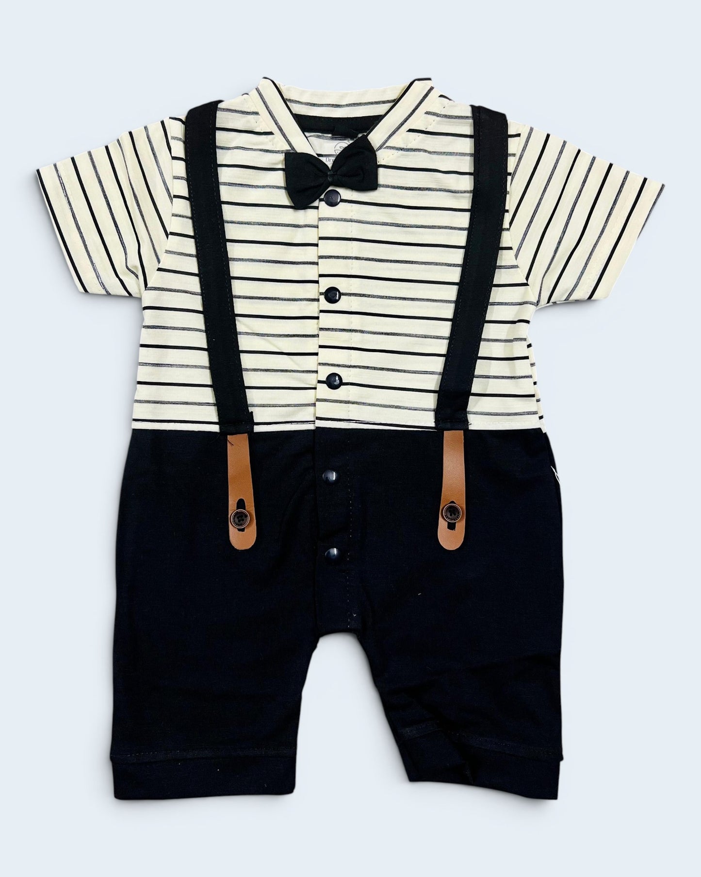 Premium Gentleman Baby Boy Romper with Bow Tie & Suspender Design | 3-9 Months
