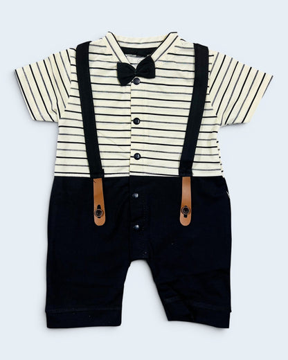 Premium Gentleman Baby Boy Romper with Bow Tie & Suspender Design | 3-9 Months