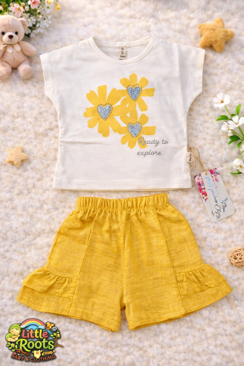 Baby Girl Floral Shirt & Shorts Set – 2 Piece Summer Outfit