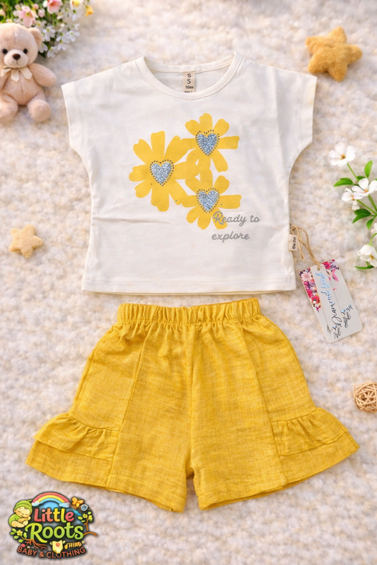 Baby Girl Floral Shirt & Shorts Set – 2 Piece Summer Outfit