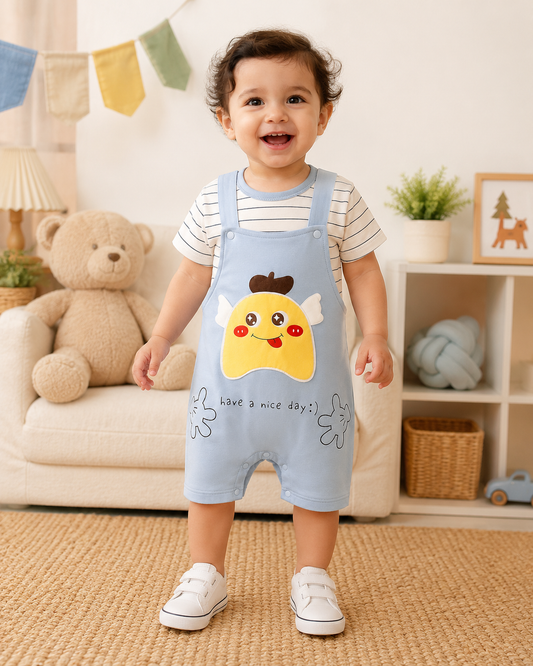 Baby Boy 2-Piece T-Shirt & Romper Dungaree Set – Soft Cotton Summer Outfit (9-18 Months) | LittleRoots Pakistan