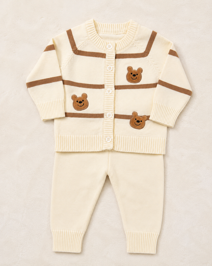 Woolen Baby Boy 2-Piece Winter Set – Bear Knit Shirt & Trouser
