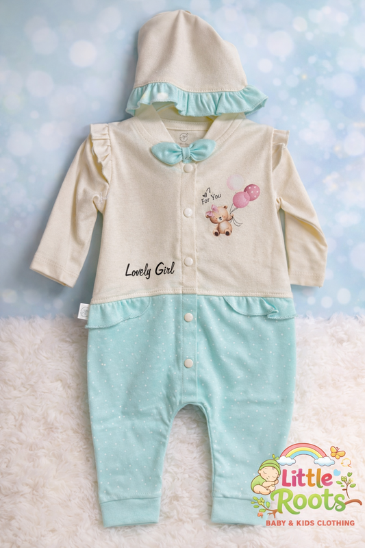 Baby Girl Romper with Matching Cap – Soft & Comfortable Outfit