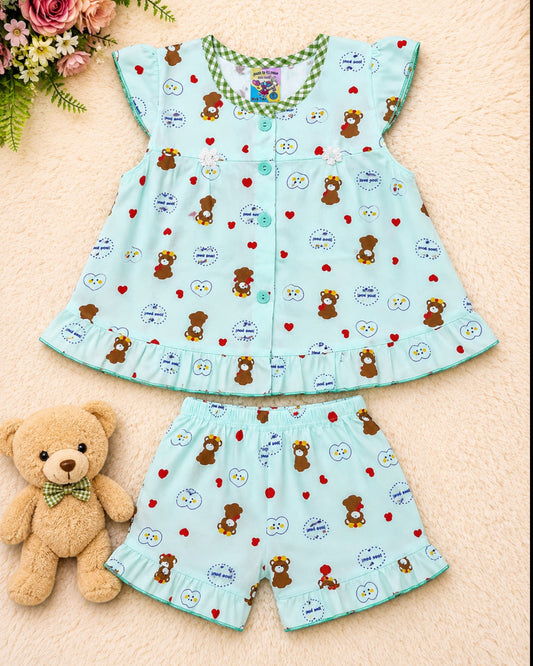 Imported Teddy Love Baby Girl Summer Co-Ord Set β Soft Cotton 2 Piece Outfit (0-3 Months, 3-6 Months)