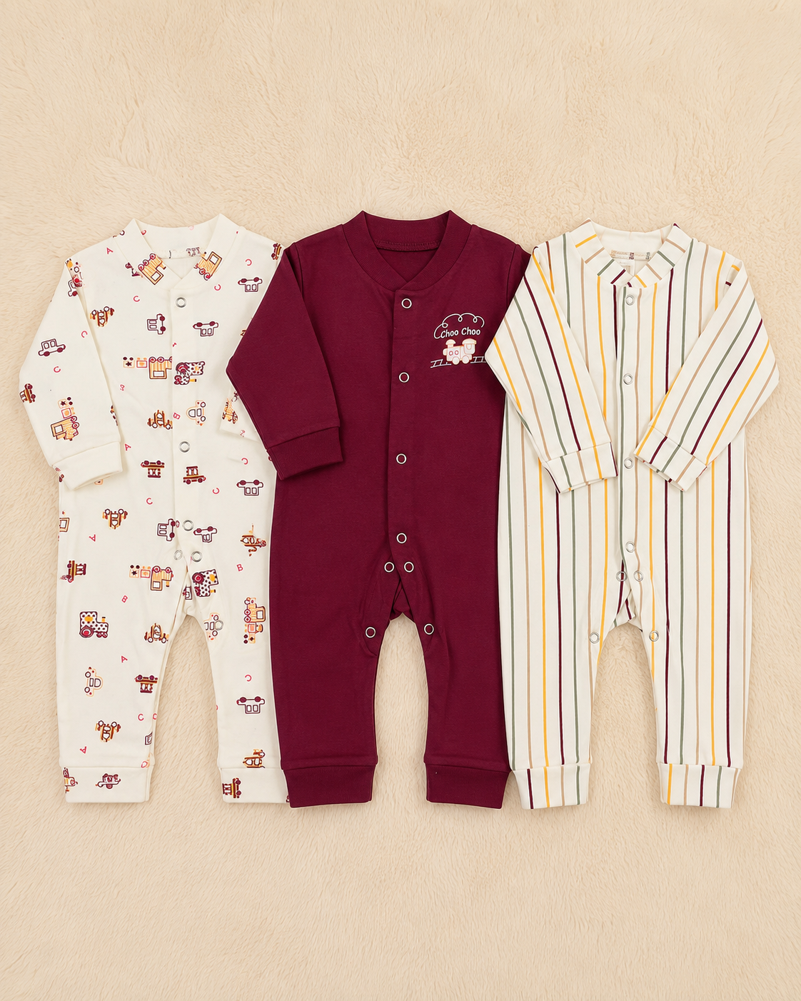 Imported Carter's 3-Pack Newborn Cotton Sleepsuits | 0-3 Months | Soft Baby Rompers