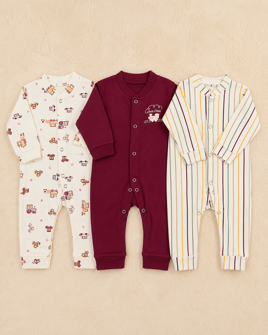 Imported Carter's 3-Pack Newborn Cotton Sleepsuits | 0-3 Months | Soft Baby Rompers