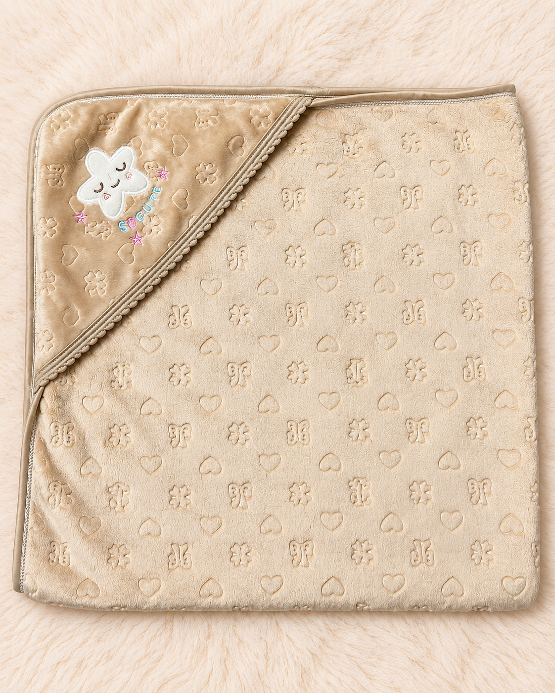 Imported Warm Plush Fleece Hooded Baby Wrapping Sheet