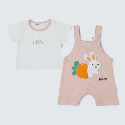 Adorable Baby Girl Bunny Romper Set with T-Shirt – Soft Summer Outfit for Babies
