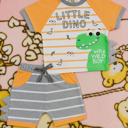 Little Dino Baby Boy Summer Co-Ord Set with Shorts – 2 Piece Outfit
