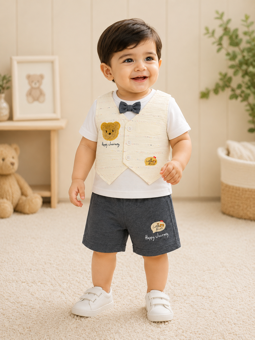 Baby Boy T-Shirt & Shorts Set with Vest Design – Cute Summer Outfit (2PCS)