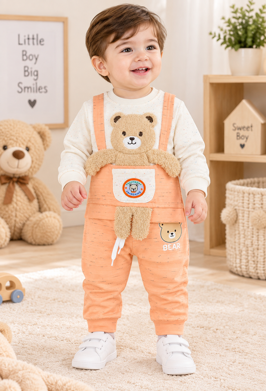 Imported Bear 2-Piece Terry Set for Baby Boys – Peach