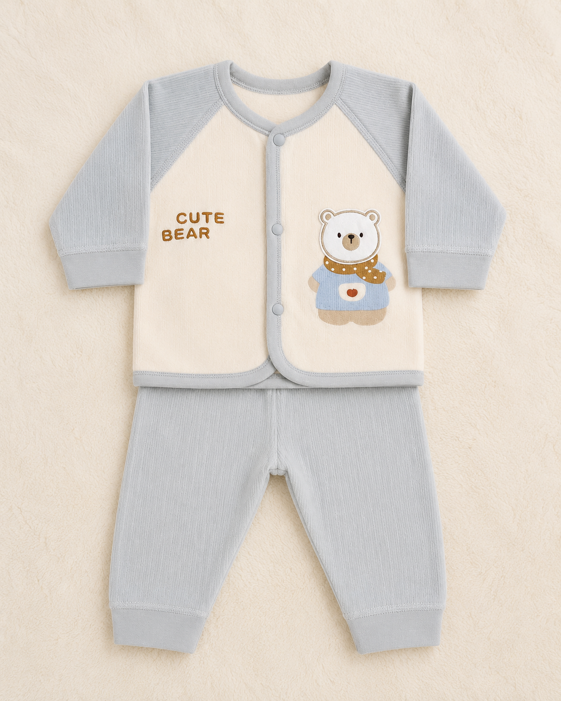 Imported Baby Warm Towel Fabric 2-Piece Set – Cozy Winter Wear