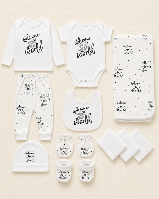 12-Piece Newborn Baby Starter Gift Set – Welcome to the World Essentials Kit (0–3 Months)