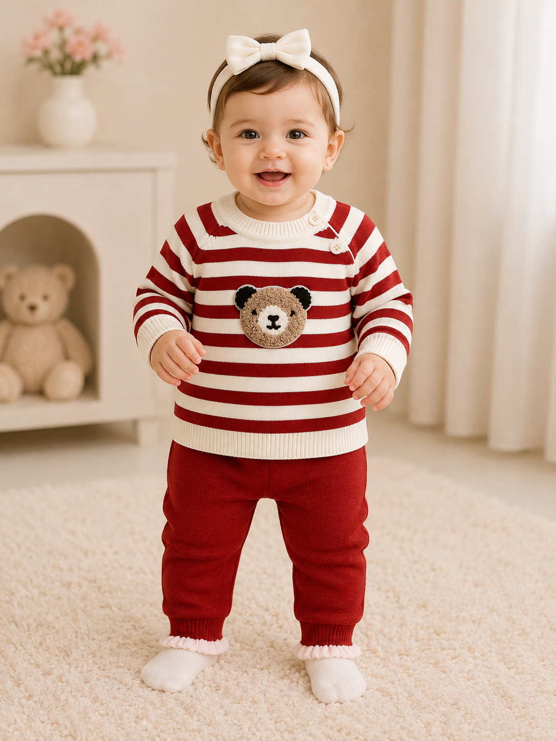 Imported Baby Woollen 2-Piece Winter Set – Teddy Bear Knit Outfit